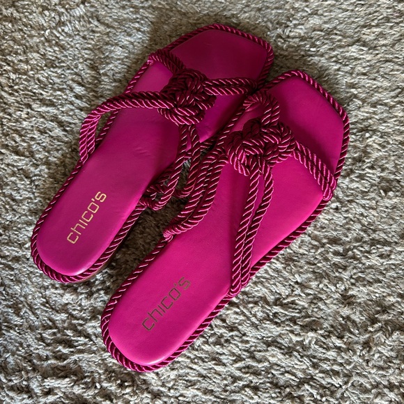 Chico’s Cord Sandals Brand new with tags Botanic Berry size 9 Flip Flops NWT - Picture 2 of 4